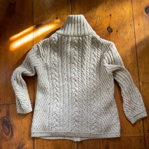 Aran Mor Merino Wool Irish Cable Knit Full Zip Cardigan Sz LG Oatmeal color - Picture 5 of 9